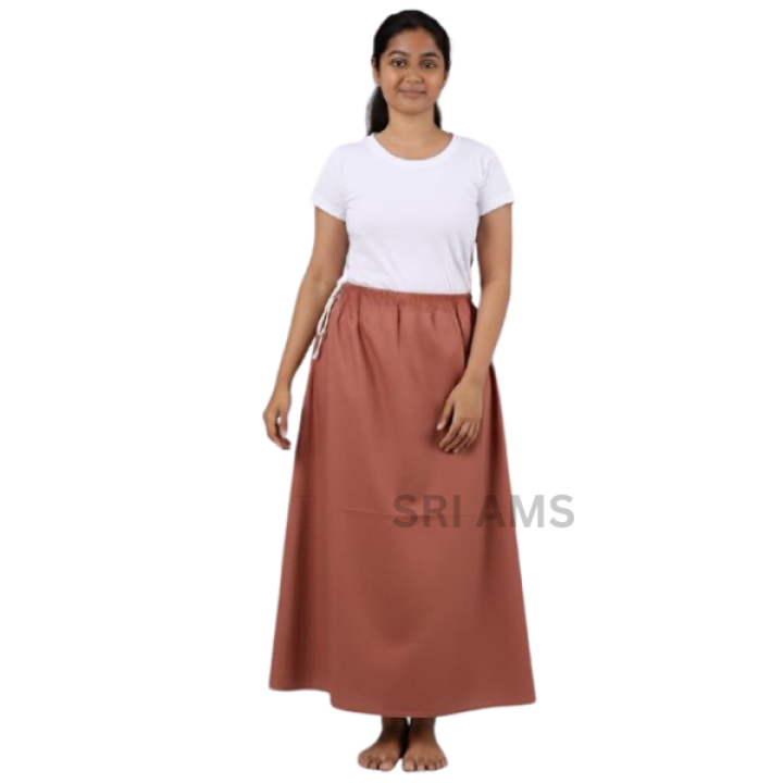 WOMEN'S SOLID COTTON RUST ROSE COLOUR PETTICOAT