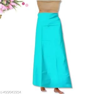 SRI AMS WOMENS COTTON PETTICOAT 7 PART (EMBROIDERY DESIGN, COLOR-AQUA BLUE)