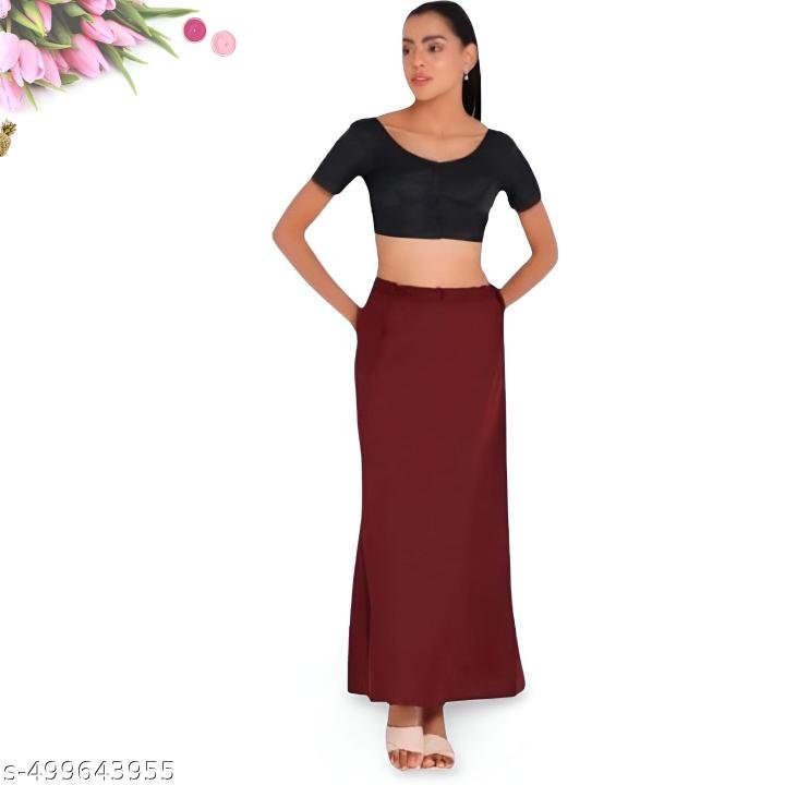 SRI AMS WOMENS COTTON PETTICOAT 7 PART (EMBROIDERY DESIGN, COLOR-COFFEE)